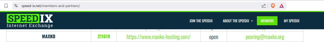 MAXKO Hosting is now a SpeedIX Member